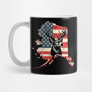 Deer Hunter Forest Wildlife Alaska American Flag Hunting Mug